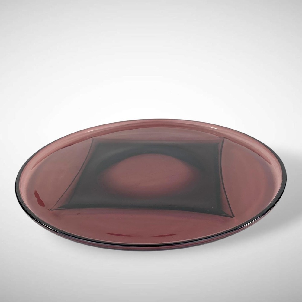 Hazel Atlas Moroccan Amethyst Colony 12" Glass Platter Round Purple 1940s-1960s